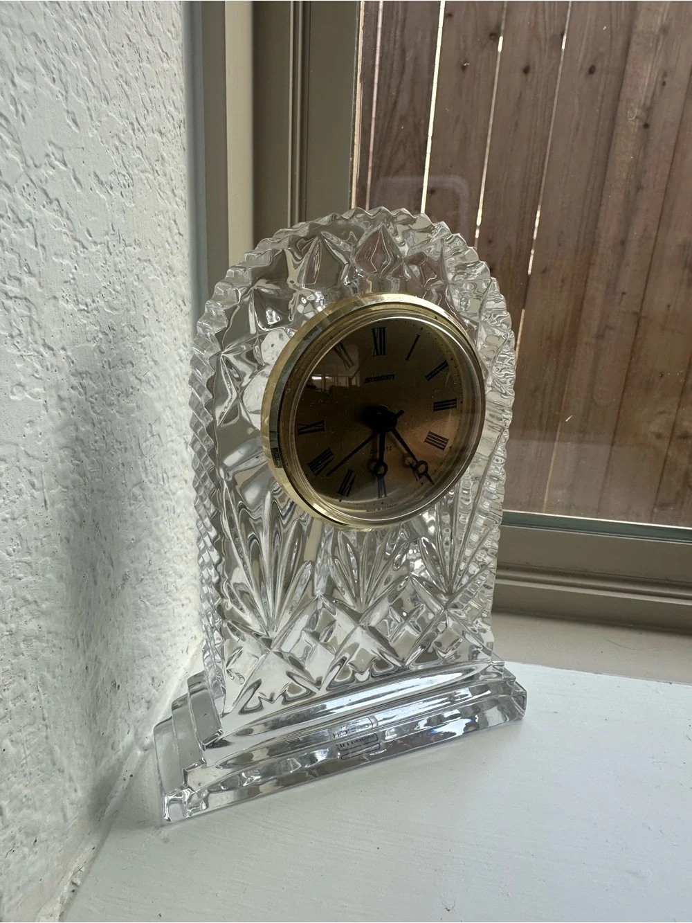 Crystal Mantel Clock with Gold Dial - Clear